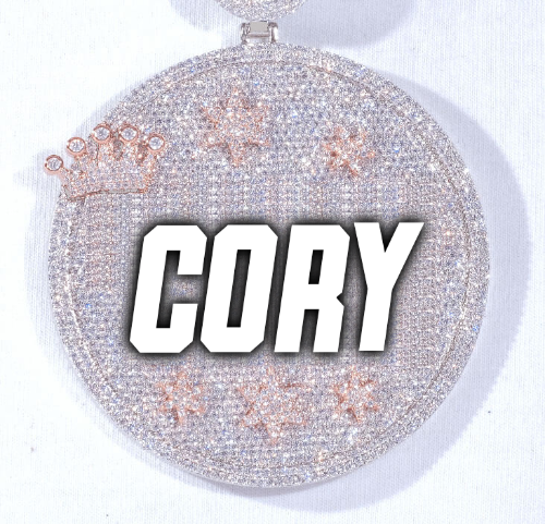 CUSTOM LETTER NECKLACE 3D BIG CROWN DISC