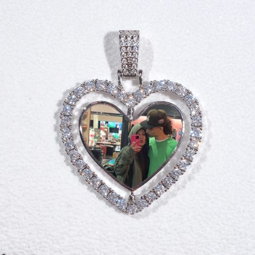 3D Spinning 2-Faced Heart Custom Picture Pendant