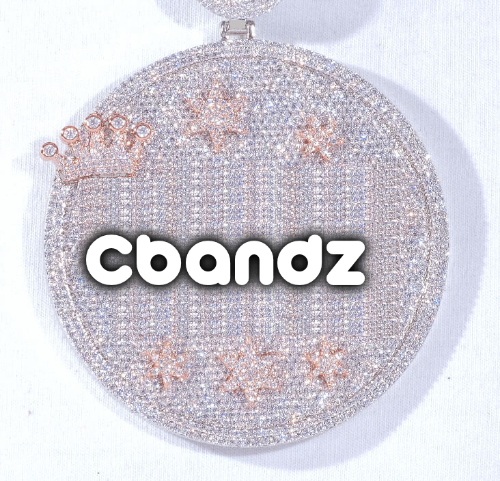 CUSTOM LETTER NECKLACE 3D BIG CROWN DISC