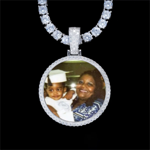 925S & VVS Moissanite 3D Circle Custom Picture Pendant