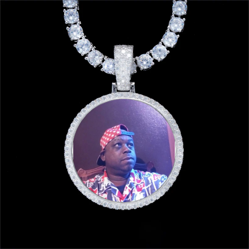 925S & VVS Moissanite 3D Circle Custom Picture Pendant