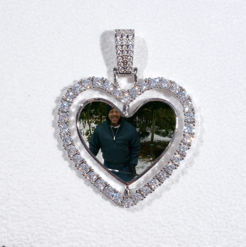3D Spinning 2-Faced Heart Custom Picture Pendant