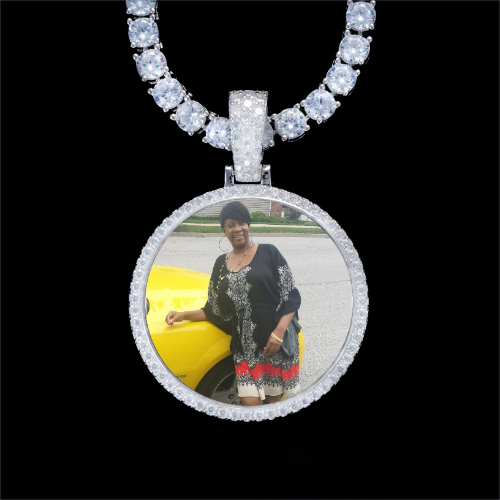925S & VVS Moissanite 3D Circle Custom Picture Pendant