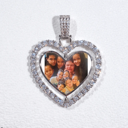 3D Spinning 2-Faced Heart Custom Picture Pendant