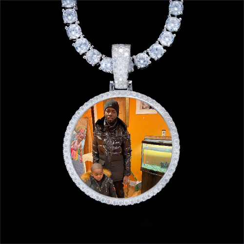 925S & VVS Moissanite 3D Circle Custom Picture Pendant
