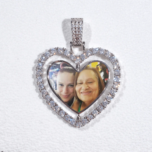3D Spinning 2-Faced Heart Custom Picture Pendant