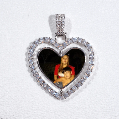 3D Spinning 2-Faced Heart Custom Picture Pendant