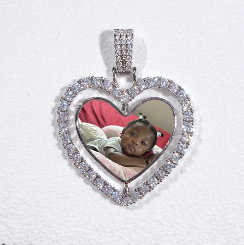 3D Spinning 2-Faced Heart Custom Picture Pendant