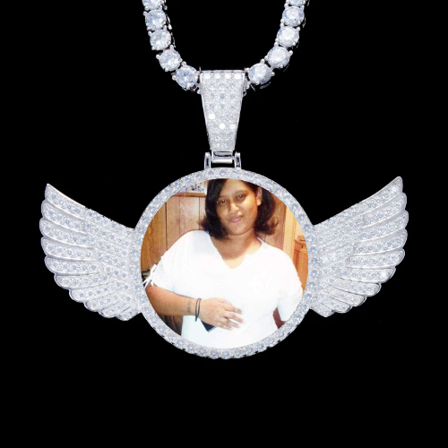 925S & VVS Moissanite 3D Wing Custom Picture Pendant