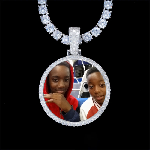 925S & VVS Moissanite 3D Circle Custom Picture Pendant