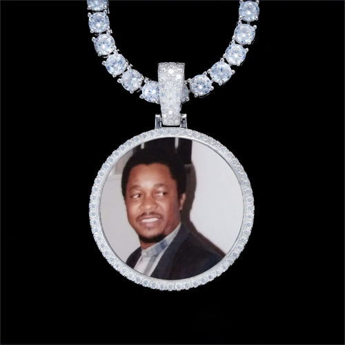 925S & VVS Moissanite 3D Circle Custom Picture Pendant