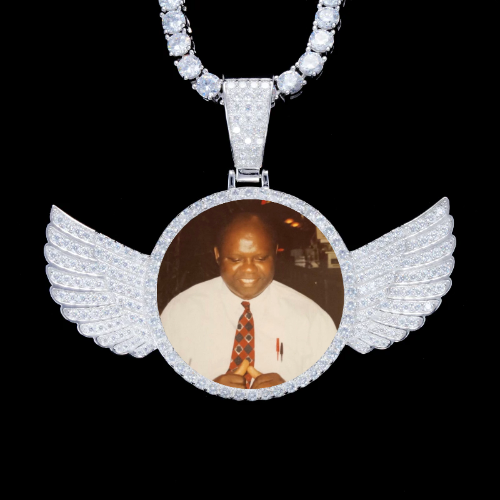 925S & VVS Moissanite 3D Wing Custom Picture Pendant