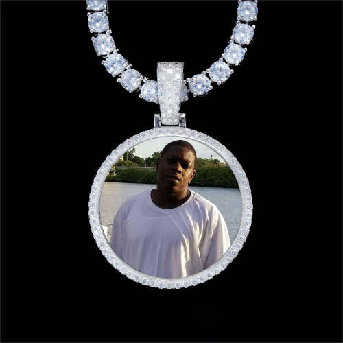 925S & VVS Moissanite 3D Circle Custom Picture Pendant