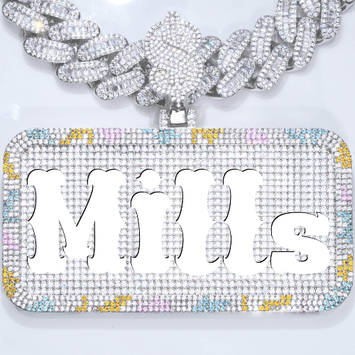 CUSTOM LETTER NECKLACE 3D COLORFUL SQUARE
