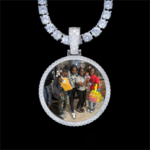 925S & VVS Moissanite 3D Circle Custom Picture Pendant