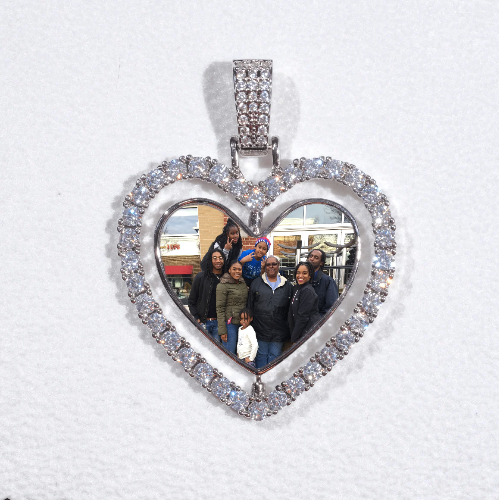3D Spinning 2-Faced Heart Custom Picture Pendant