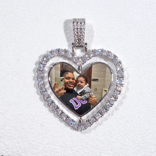 3D Spinning 2-Faced Heart Custom Picture Pendant