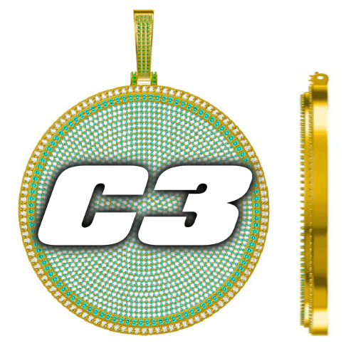 CUSTOM LETTER NECKLACE 3D BIG DISC