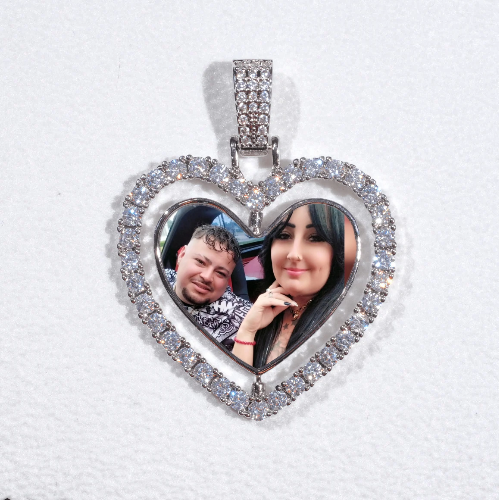 3D Spinning 2-Faced Heart Custom Picture Pendant