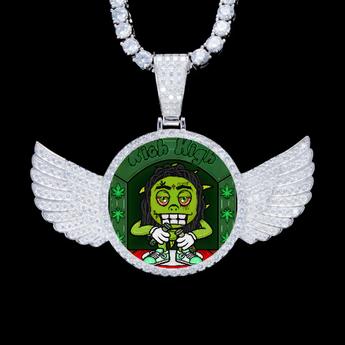 925S & VVS Moissanite 3D Wing Custom Picture Pendant