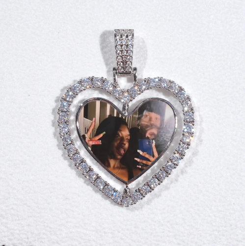 3D Spinning 2-Faced Heart Custom Picture Pendant