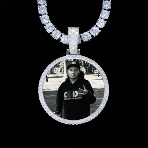 925S & VVS Moissanite 3D Circle Custom Picture Pendant