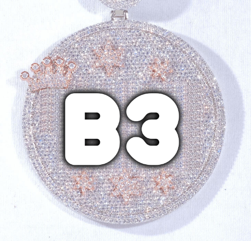 CUSTOM LETTER NECKLACE 3D BIG CROWN DISC
