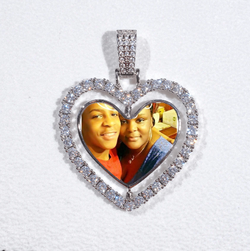 3D Spinning 2-Faced Heart Custom Picture Pendant