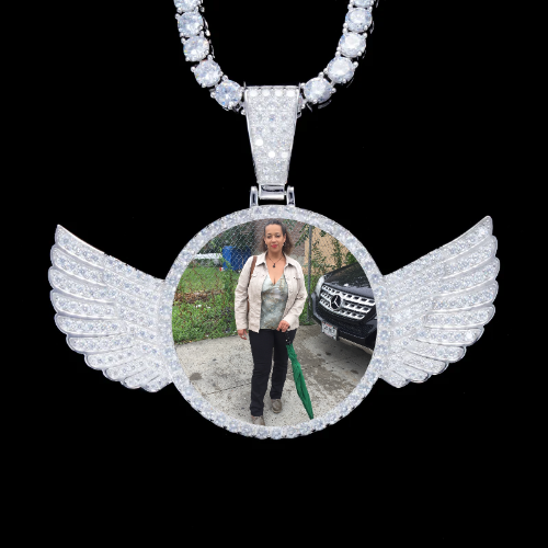 925S & VVS Moissanite 3D Wing Custom Picture Pendant