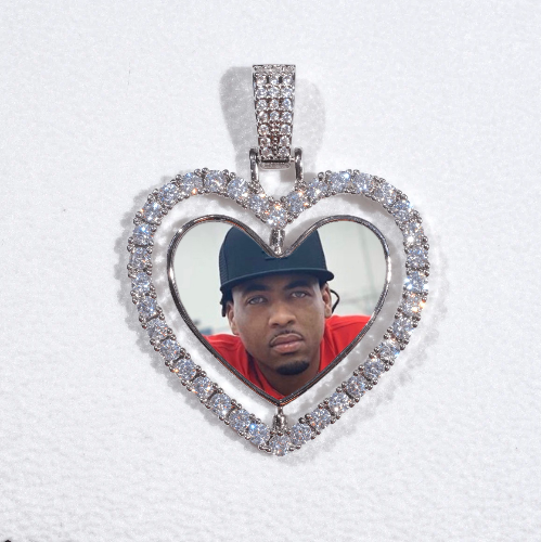 3D Spinning 2-Faced Heart Custom Picture Pendant