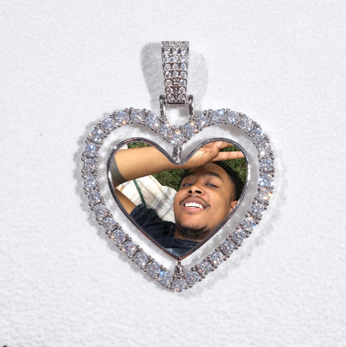 3D Spinning 2-Faced Heart Custom Picture Pendant