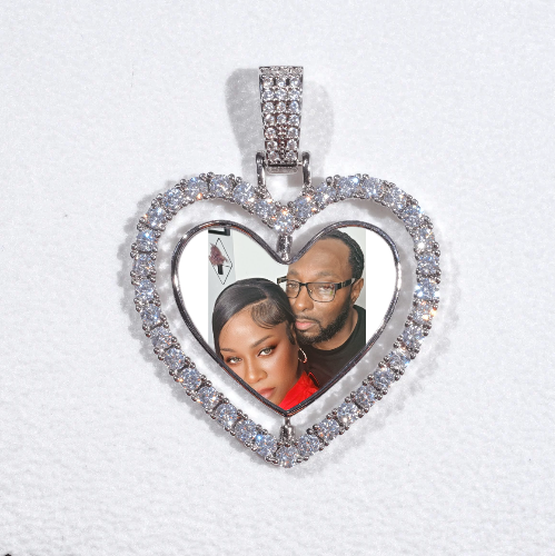 3D Spinning 2-Faced Heart Custom Picture Pendant