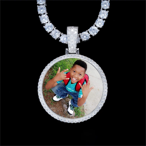 925S & VVS Moissanite 3D Circle Custom Picture Pendant