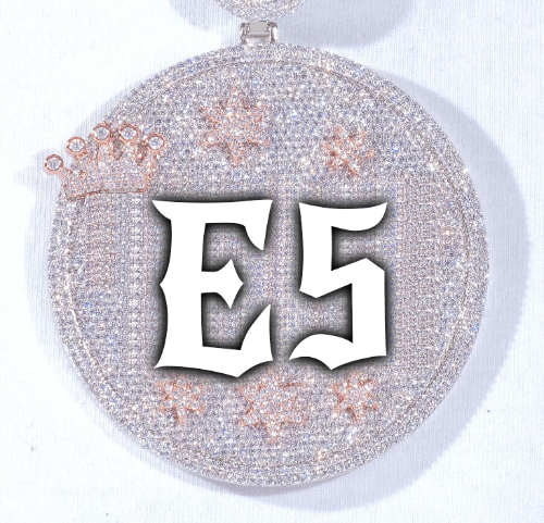 CUSTOM LETTER NECKLACE 3D BIG CROWN DISC