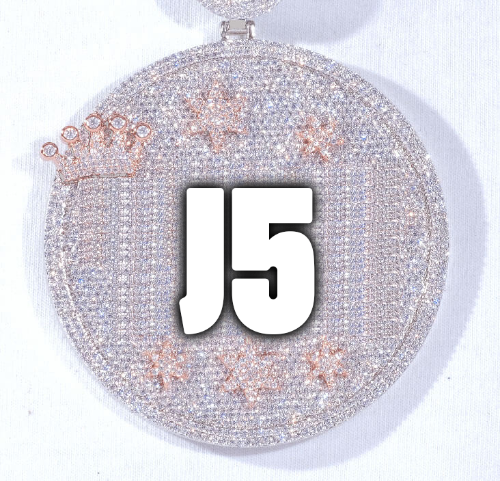 CUSTOM LETTER NECKLACE 3D BIG CROWN DISC