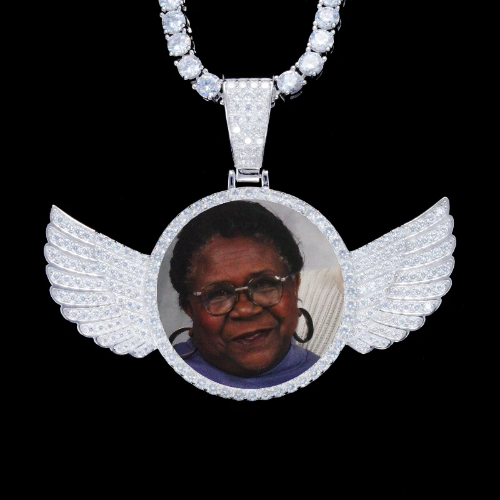 925S & VVS Moissanite 3D Wing Custom Picture Pendant