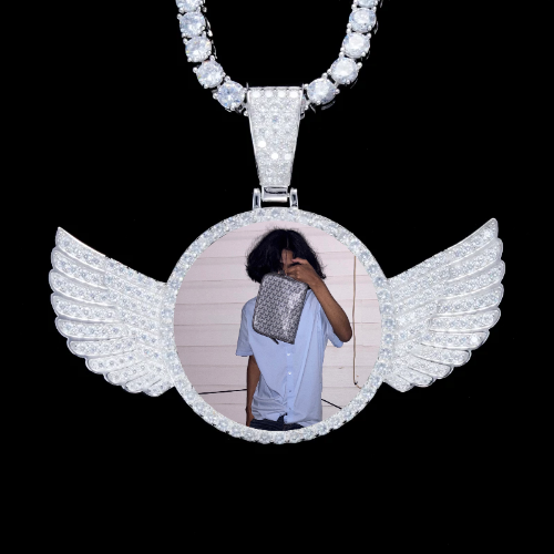 925S & VVS Moissanite 3D Wing Custom Picture Pendant