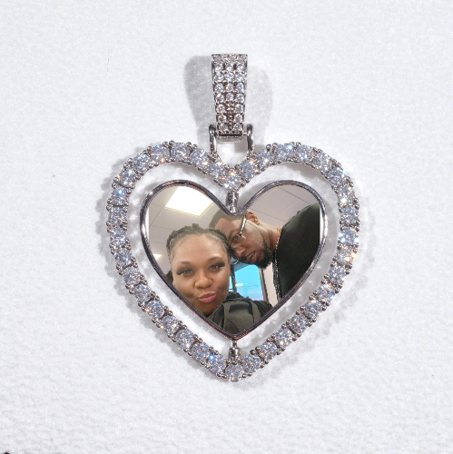 3D Spinning 2-Faced Heart Custom Picture Pendant