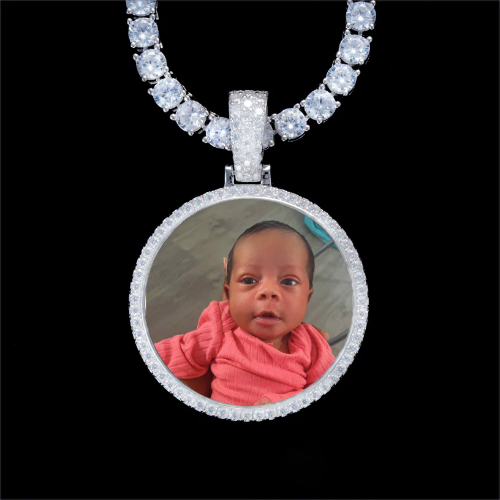 925S & VVS Moissanite 3D Circle Custom Picture Pendant