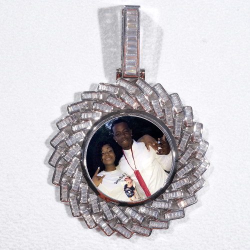 Large 3D Baguette Custom Picture Pendant