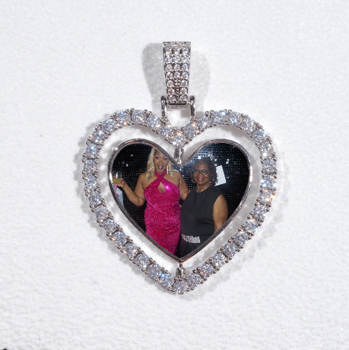 3D Spinning 2-Faced Heart Custom Picture Pendant