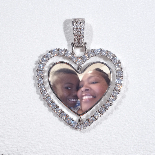 3D Spinning 2-Faced Heart Custom Picture Pendant