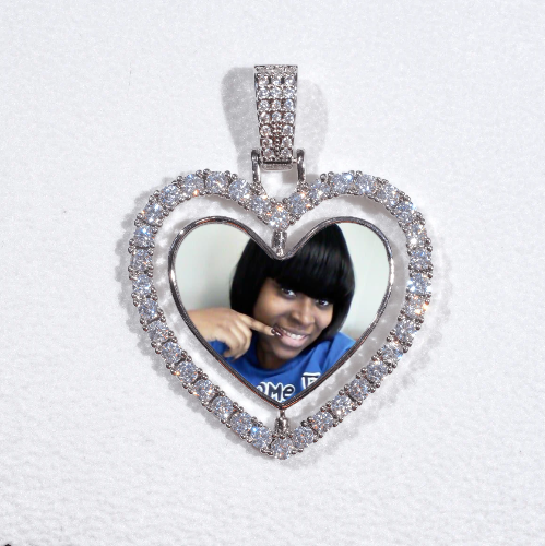 3D Spinning 2-Faced Heart Custom Picture Pendant