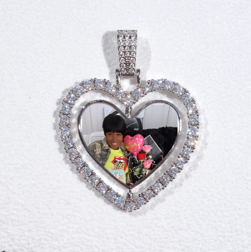 3D Spinning 2-Faced Heart Custom Picture Pendant