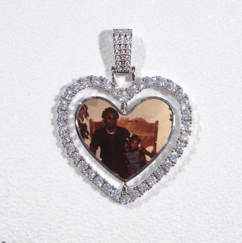 3D Spinning 2-Faced Heart Custom Picture Pendant