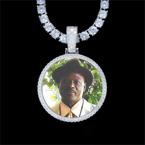 925S & VVS Moissanite 3D Circle Custom Picture Pendant