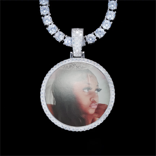 925S & VVS Moissanite 3D Circle Custom Picture Pendant