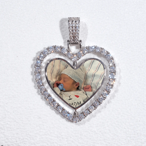 3D Spinning 2-Faced Heart Custom Picture Pendant
