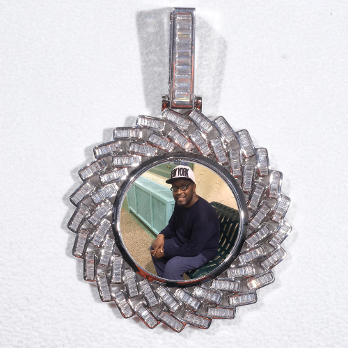 Large 3D Baguette Custom Picture Pendant