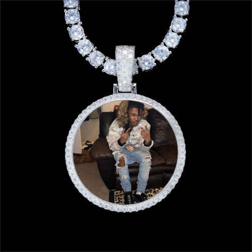 925S & VVS Moissanite 3D Circle Custom Picture Pendant